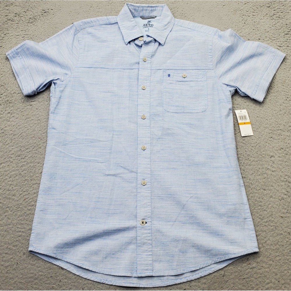 IZOD‎ Saltwater Shirt Mens Small Blue Pinstripe Classic Short Sleeve Button-Up